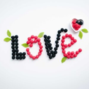 love, sweets, spell, letter, nature, design, art, leaves, black, red, cherry